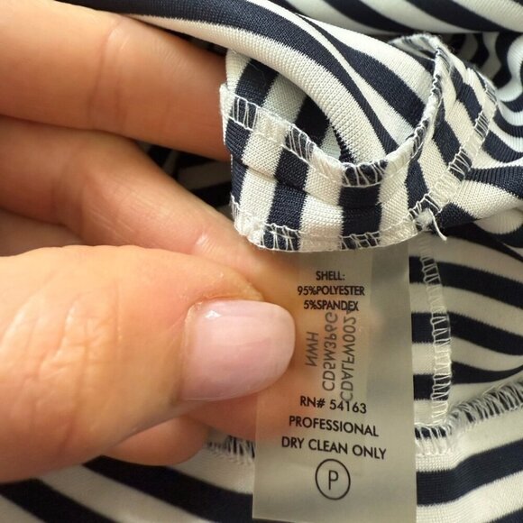 Calvin Klein Striped Navy and White Sleeveless Midi Career Office Dress - Picture 8 of 11